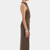 Sir Sol Halter Gown in Mocha Brown