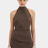 Sir Sol Halter Gown in Mocha Brown