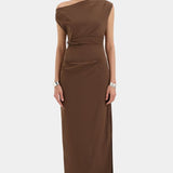Sir Sol Off Shoulder Gown in Mocha