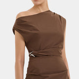 Sir Sol Off Shoulder Gown in Mocha