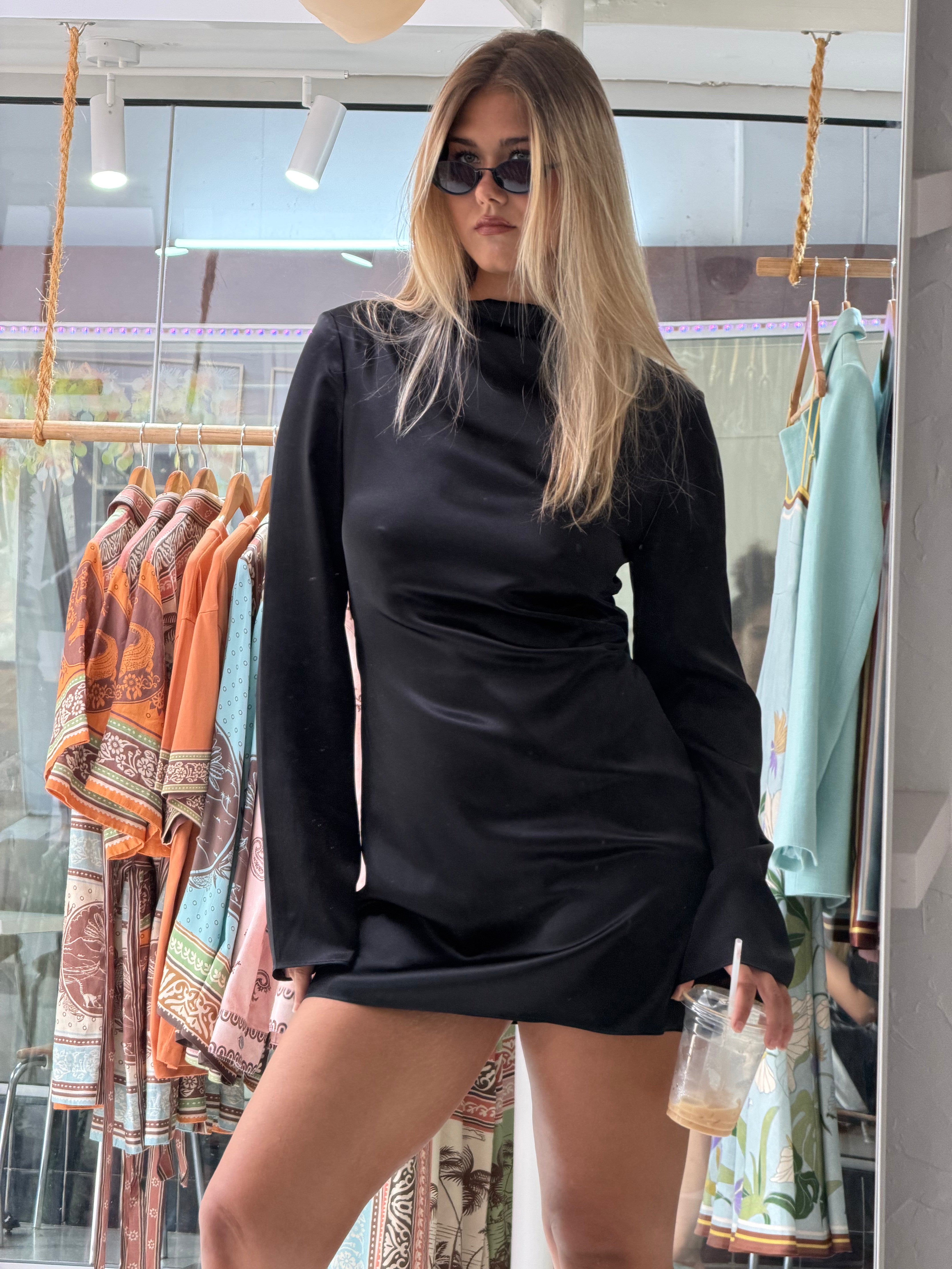 Sir Yasmine Long Sleeve Mini Dress Close Up