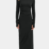 Sir Elm Long Sleeve Midi in Black