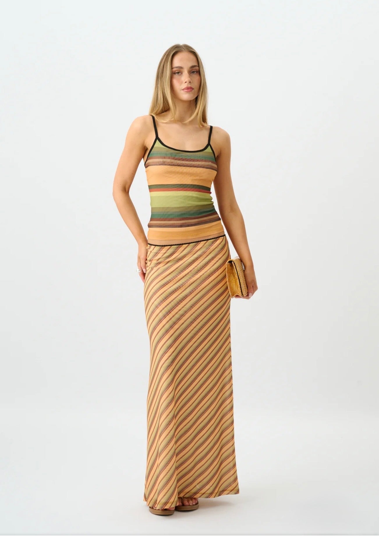 With Harper Lu Mesh Gold Stripe Set